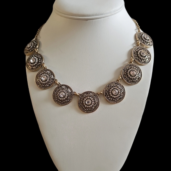 J Crew Gold Medallion Statement Necklace - Picture 2 of 4